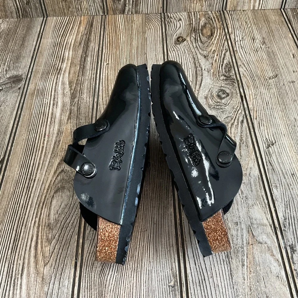 Birkenstock Birki's Boston Slide Patent Black Leather Clogs Kids Girls Size C12